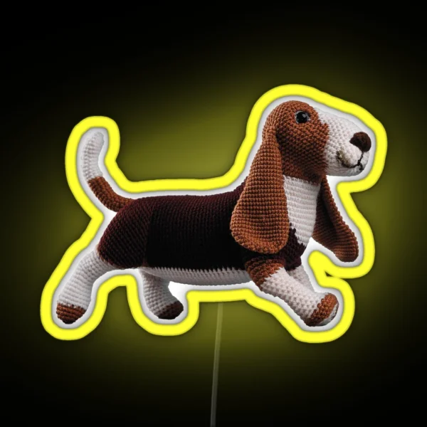 Basset Hound AMIGURUMI RGB Neon Sign