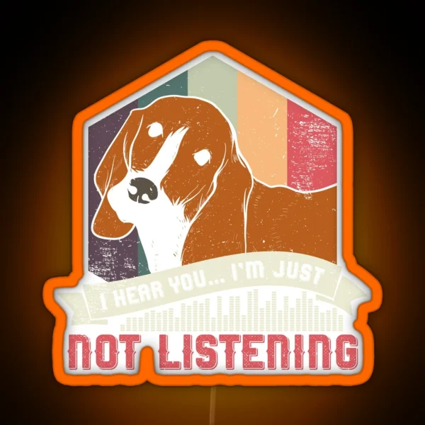 Basset Hound Big Ears But Not Listening Design Idea RGB Neon Sign