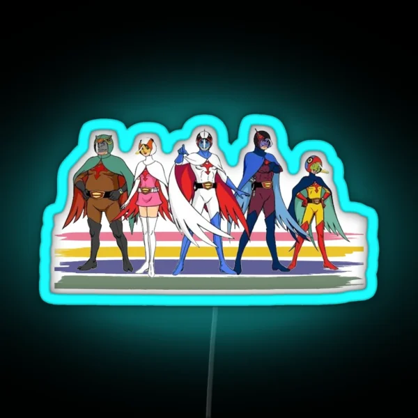 Battle Of The Planets Retro Brush Stripe Style RGB Neon Sign