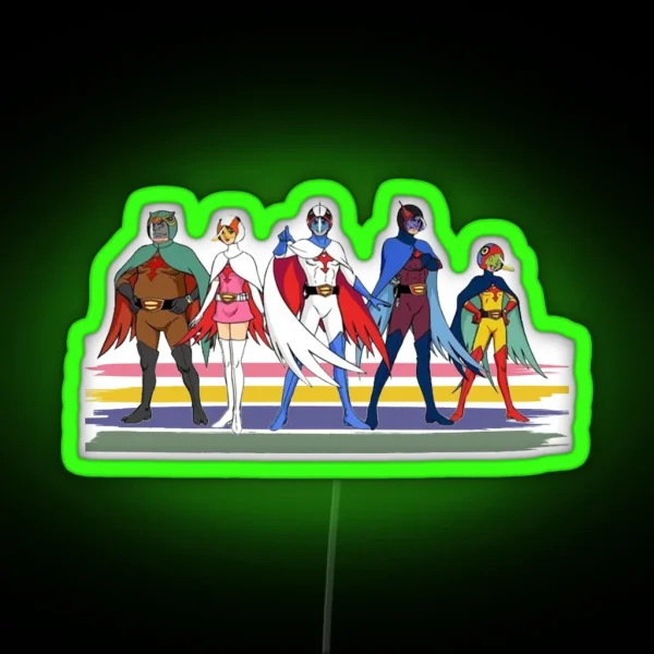 Battle Of The Planets Retro Brush Stripe Style RGB Neon Sign