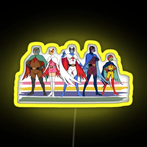 Battle Of The Planets Retro Brush Stripe Style RGB Neon Sign