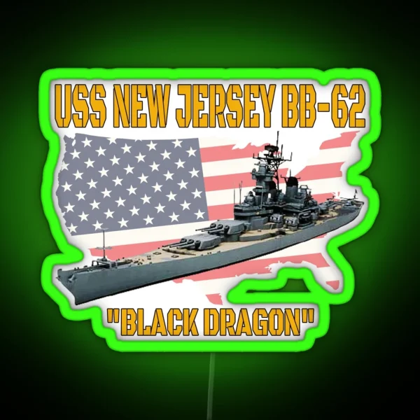 Battleship New Jersey BB 62 Veterans Day WW2 Warship RGB Neon Sign