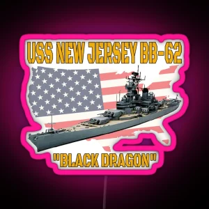 Battleship New Jersey BB 62 Veterans Day WW2 Warship RGB Neon Sign