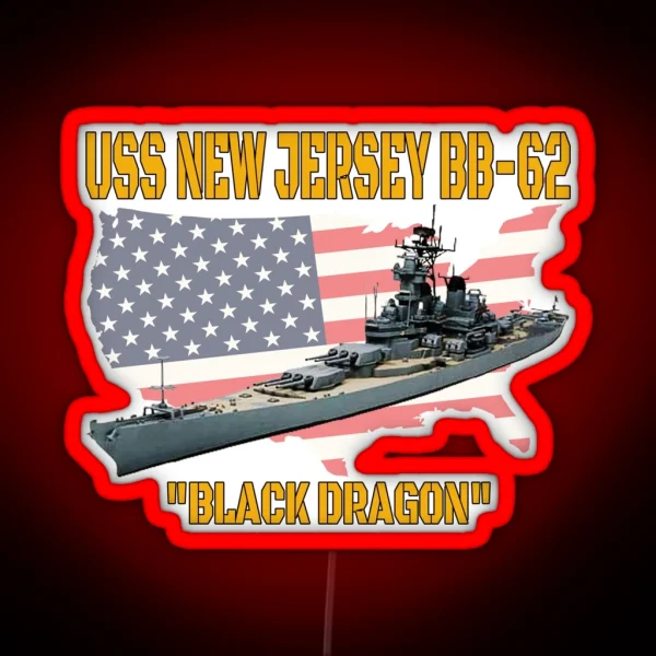 Battleship New Jersey BB 62 Veterans Day WW2 Warship RGB Neon Sign