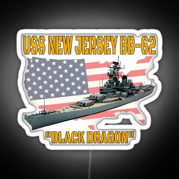 Battleship New Jersey BB 62 Veterans Day WW2 Warship RGB Neon Sign