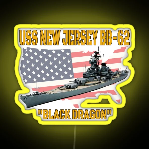 Battleship New Jersey BB 62 Veterans Day WW2 Warship RGB Neon Sign