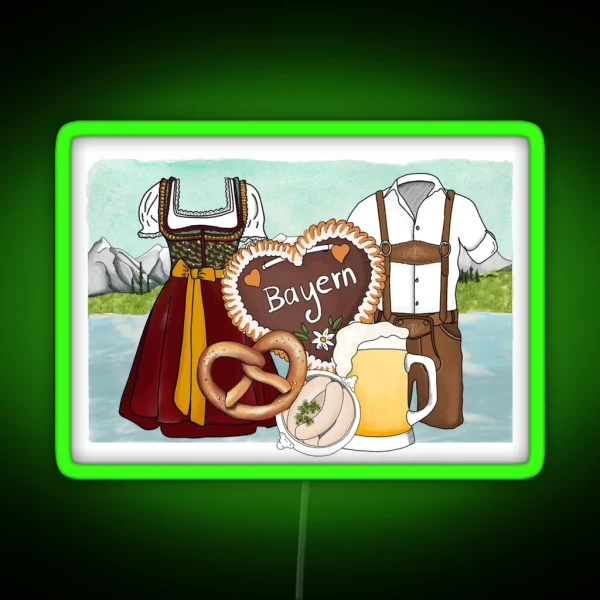 Bavaria Traditional Costumes Dirndl And Lederhosen RGB Neon Sign