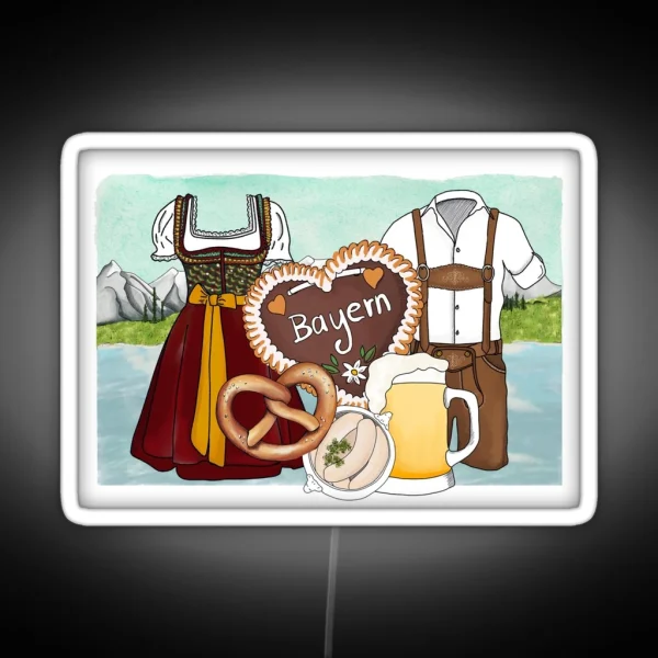 Bavaria Traditional Costumes Dirndl And Lederhosen RGB Neon Sign