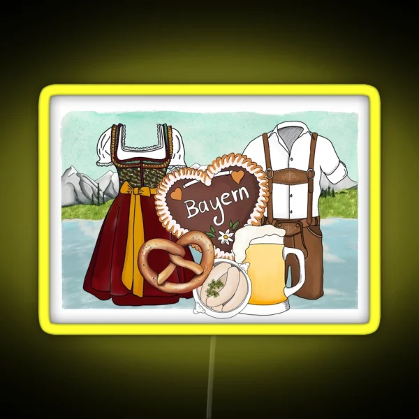 Bavaria Traditional Costumes Dirndl And Lederhosen RGB Neon Sign