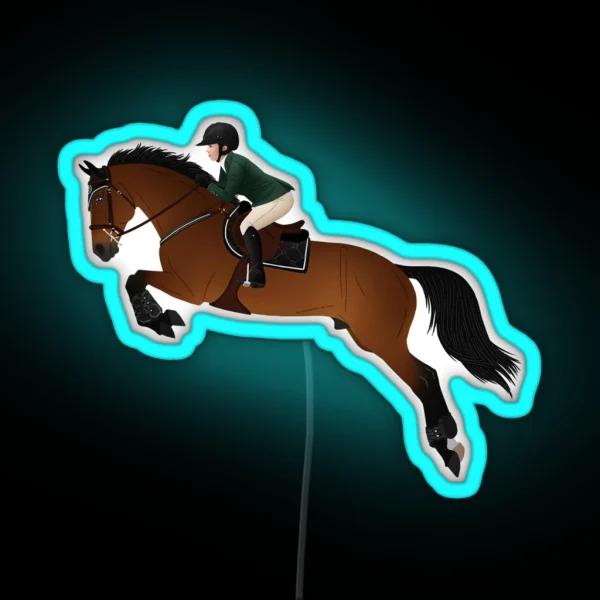 Bay Warmblood Jumper And Rider Equine Rampaige RGB Neon Sign
