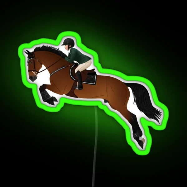 Bay Warmblood Jumper And Rider Equine Rampaige RGB Neon Sign