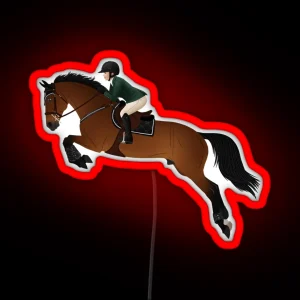 Bay Warmblood Jumper And Rider Equine Rampaige RGB Neon Sign