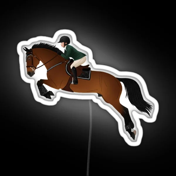 Bay Warmblood Jumper And Rider Equine Rampaige RGB Neon Sign