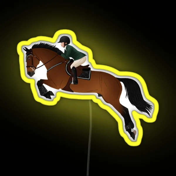 Bay Warmblood Jumper And Rider Equine Rampaige RGB Neon Sign