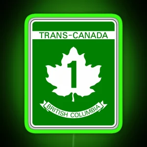 BC Hwy 1 TCH Trans Canada Highway Vancouver Island Section Highway Shield Sign RGB Neon Sign