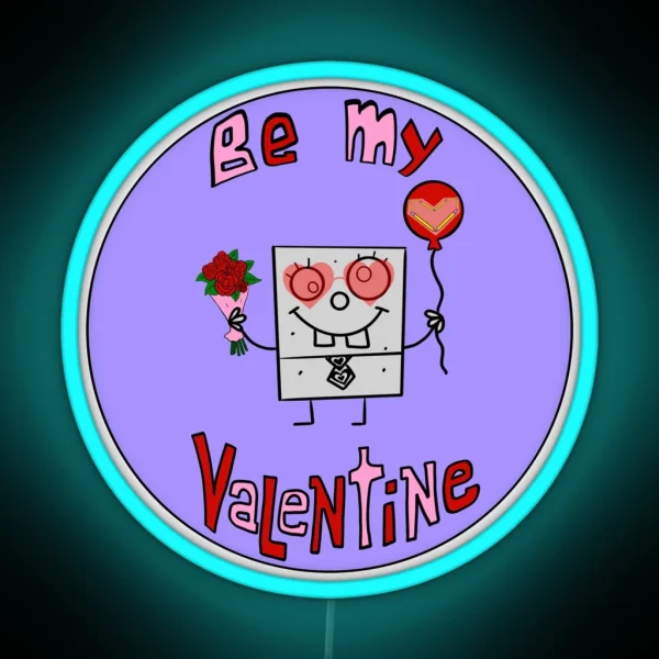 Be My Valentine Doodle RGB Neon Sign