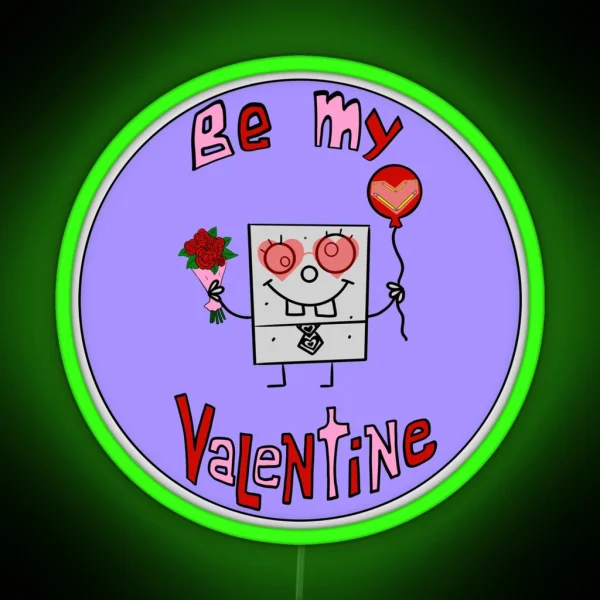 Be My Valentine Doodle RGB Neon Sign