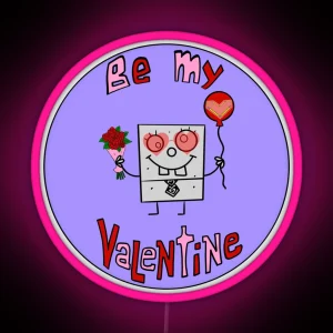 Be My Valentine Doodle RGB Neon Sign