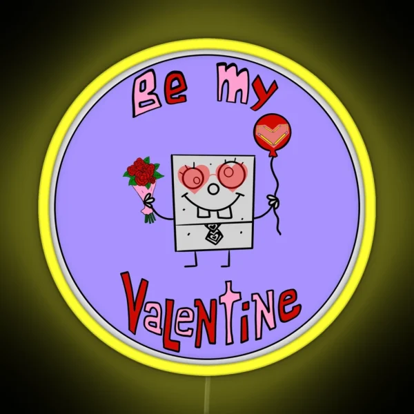Be My Valentine Doodle RGB Neon Sign
