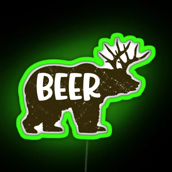 Bear And Deer Is Beer Funny Drinking Gift RGB Neon Sign