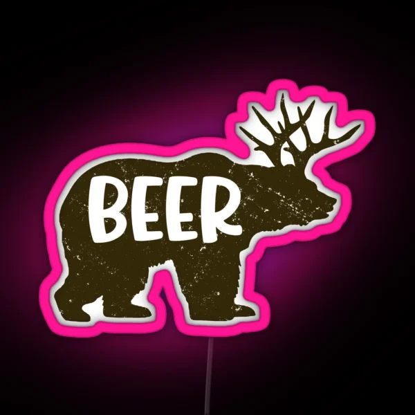 Bear And Deer Is Beer Funny Drinking Gift RGB Neon Sign