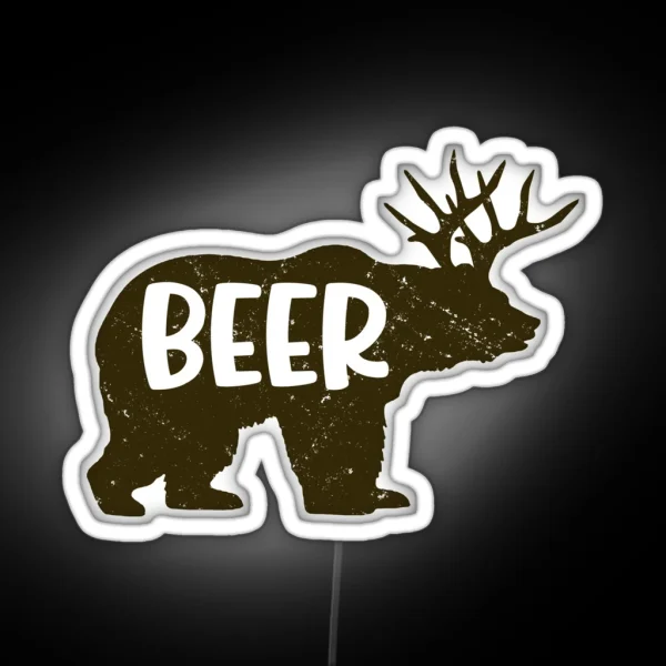 Bear And Deer Is Beer Funny Drinking Gift RGB Neon Sign