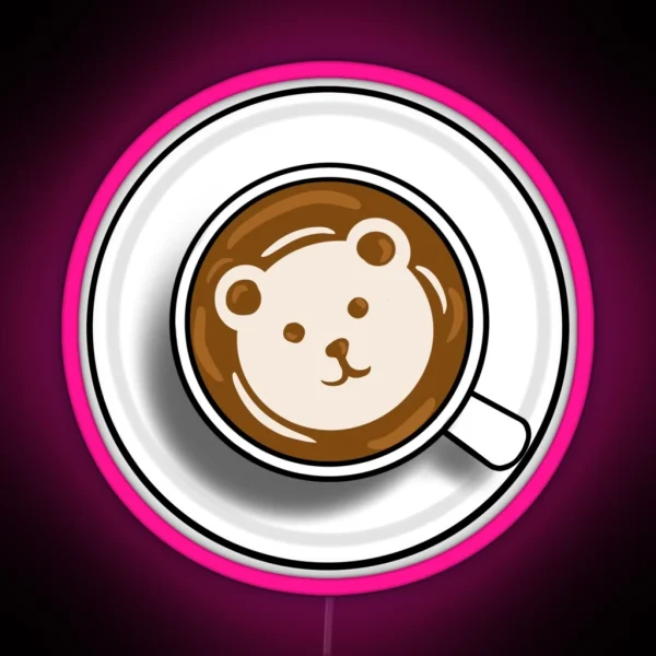 Bear Latte Art RGB Neon Sign