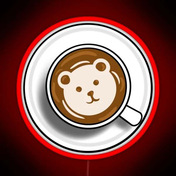 Bear Latte Art RGB Neon Sign