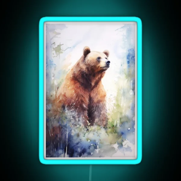 Bear Portrait I John Ruskin RGB Neon Sign