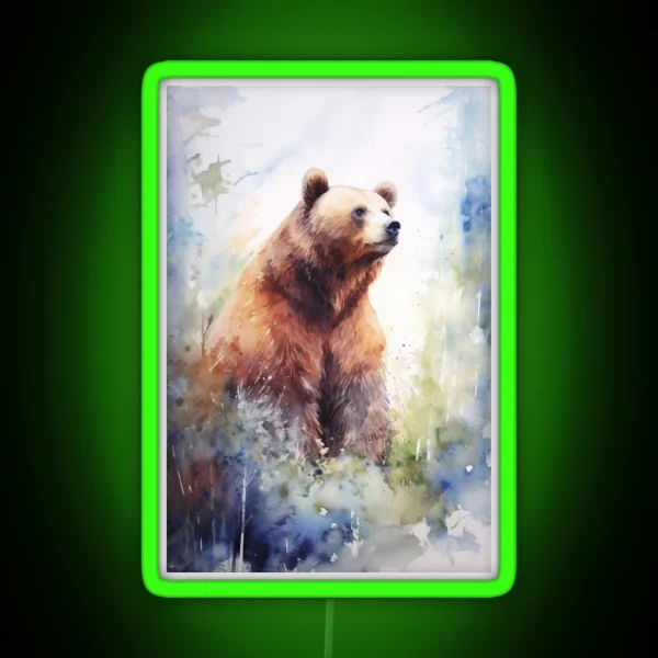 Bear Portrait I John Ruskin RGB Neon Sign
