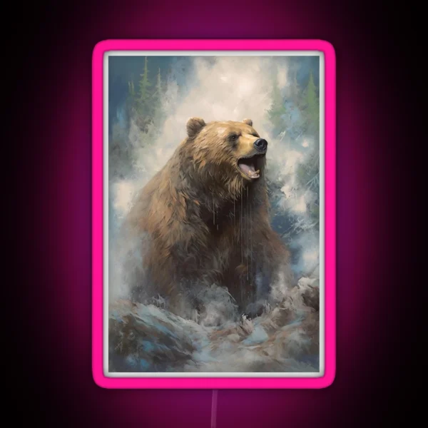 Bear Portrait II John Ruskin RGB Neon Sign
