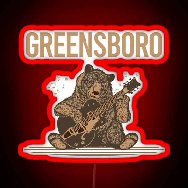 Bear With Guitar Greensboro RGB Neon Sign