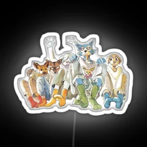 Beastars Legoshi And Dormitory Friends Full Body Spread RGB Neon Sign