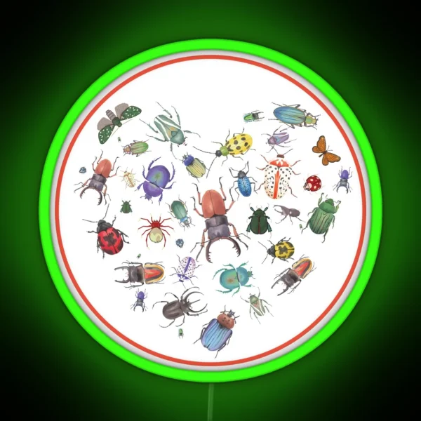 Beautiful Beetle Heart Entomology Student Insect Lover RGB Neon Sign
