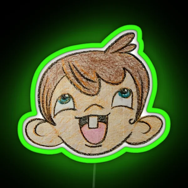 Beautiful Blue Eyed Big Eared Kid RGB Neon Sign