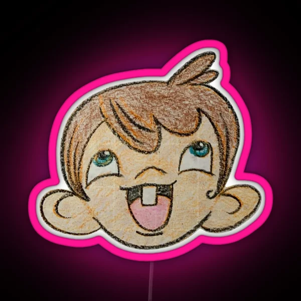 Beautiful Blue Eyed Big Eared Kid RGB Neon Sign