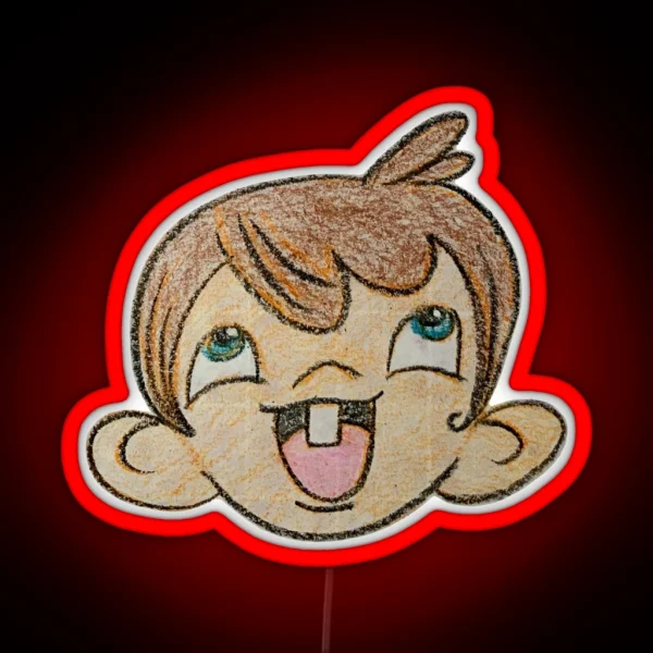 Beautiful Blue Eyed Big Eared Kid RGB Neon Sign