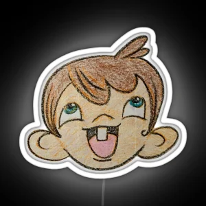 Beautiful Blue Eyed Big Eared Kid RGB Neon Sign