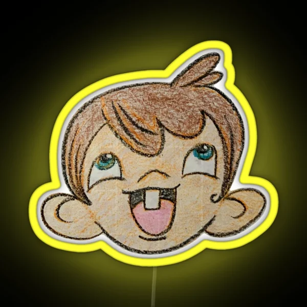 Beautiful Blue Eyed Big Eared Kid RGB Neon Sign
