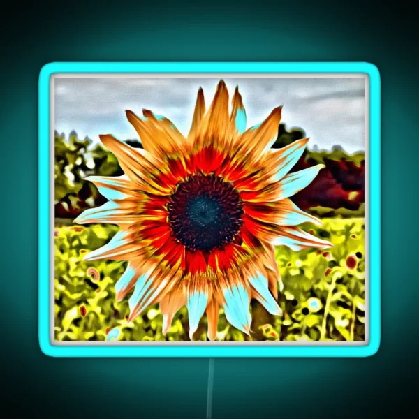 Beautiful Colorful Sunflower Painterly Style RGB Neon Sign