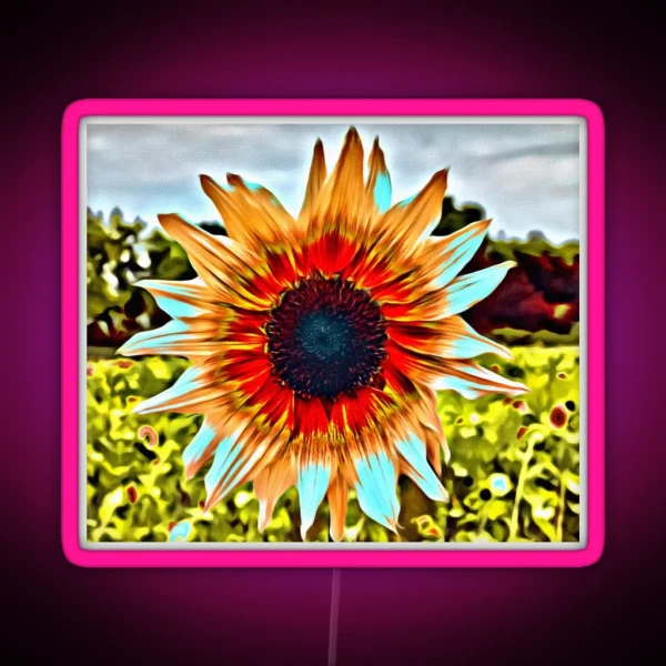 Beautiful Colorful Sunflower Painterly Style RGB Neon Sign