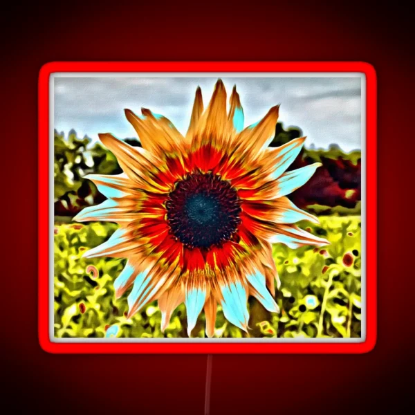 Beautiful Colorful Sunflower Painterly Style RGB Neon Sign