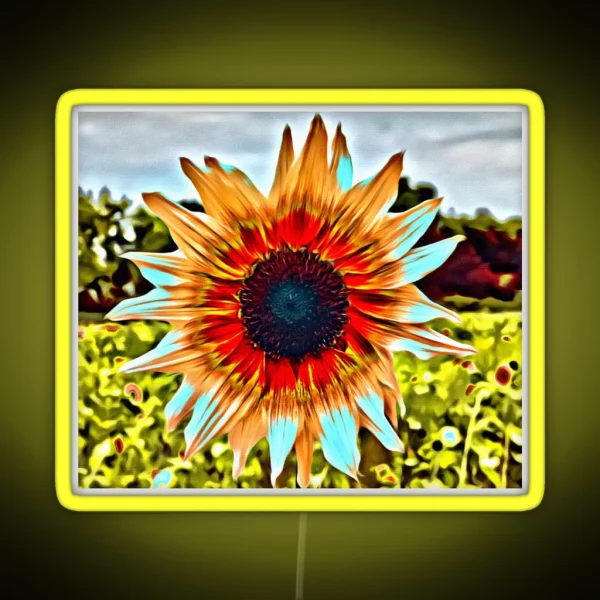 Beautiful Colorful Sunflower Painterly Style RGB Neon Sign