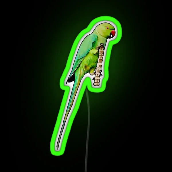 Beautiful Green Indian Ringneck RGB Neon Sign