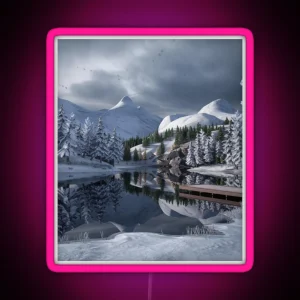 Beautiful Snowy Winter Landscape RGB Neon Sign