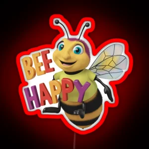 Bee Happy Cheerful Bee Funny RGB Neon Sign