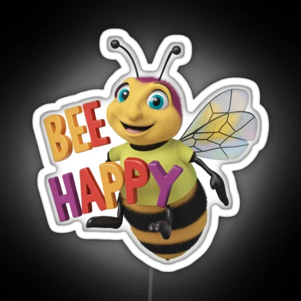 Bee Happy Cheerful Bee Funny RGB Neon Sign