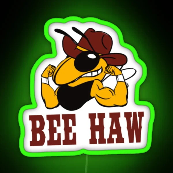 Bee Haw Buzzy Boy Bumblebee Yellow Jacket Led RGB Neon Sign