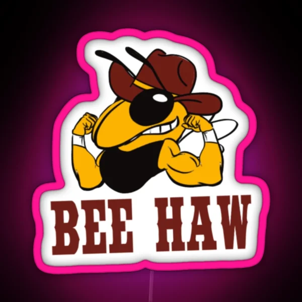 Bee Haw Buzzy Boy Bumblebee Yellow Jacket Led RGB Neon Sign