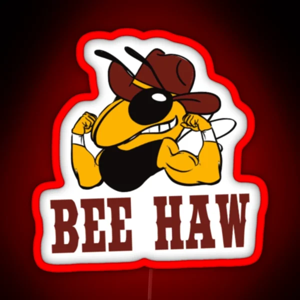 Bee Haw Buzzy Boy Bumblebee Yellow Jacket Led RGB Neon Sign